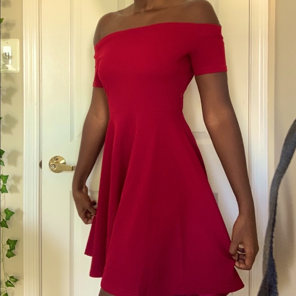 Ruby Red Off-The-Shoulder Dress - Picture 2 of 3